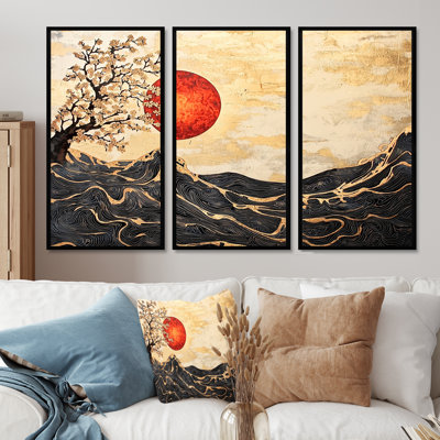 Soleil éternel du paysage japonais III - ensemble d'art mural paysage japonais
