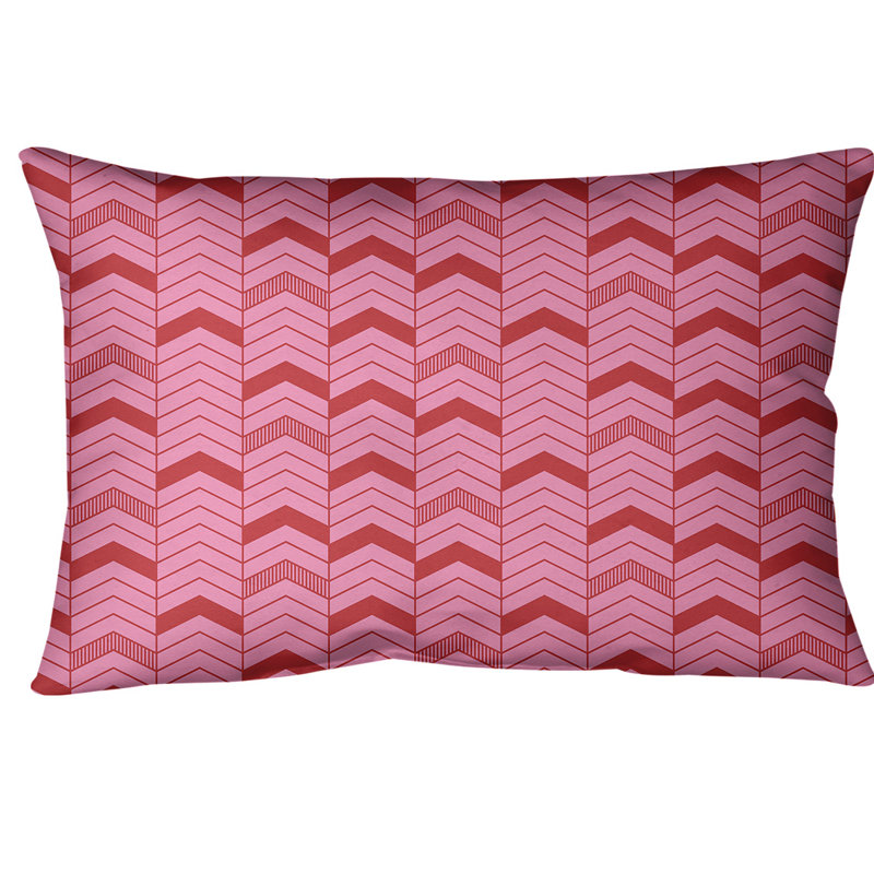 Coussin lombaire à chevrons, Rose / Rouge