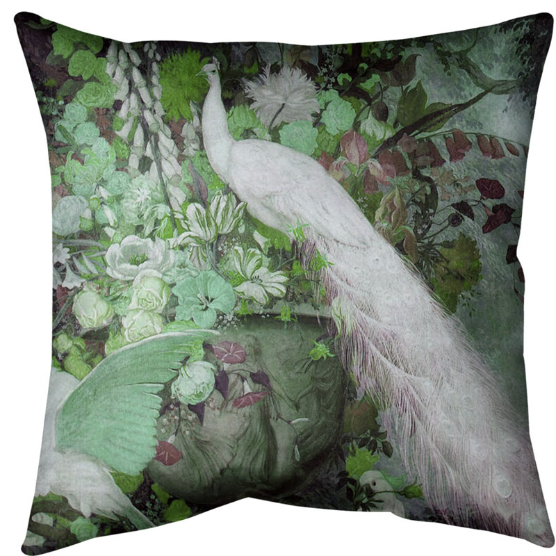 Coussin peacock, 20 po x 20 po, Duvet synthétique, Vert