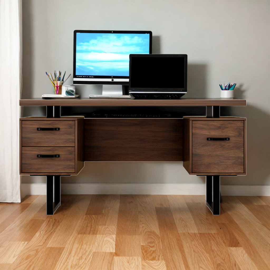 Latitude Run® Warrin Computer Desk Writing Study Table with Drawers