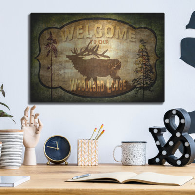 Art mural en métal Millwood Pines «Welcome Lodge Elk» par Lightbox Journal