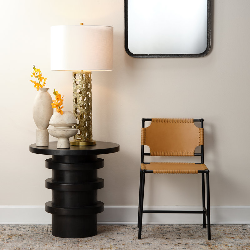 Revolve Solid Wood End Table, Charcoal