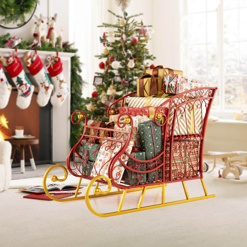 Chariot de traîneau de Noël en métal