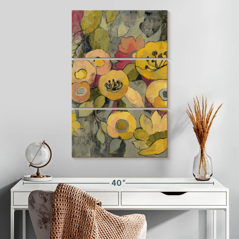 Duo floral jaune Avery II, H 32 po x l 20 po