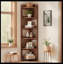 Bibliothèque, bibliothèque d'angle, tablettes en bois, bibliothèque haute, tablettes ouvertes