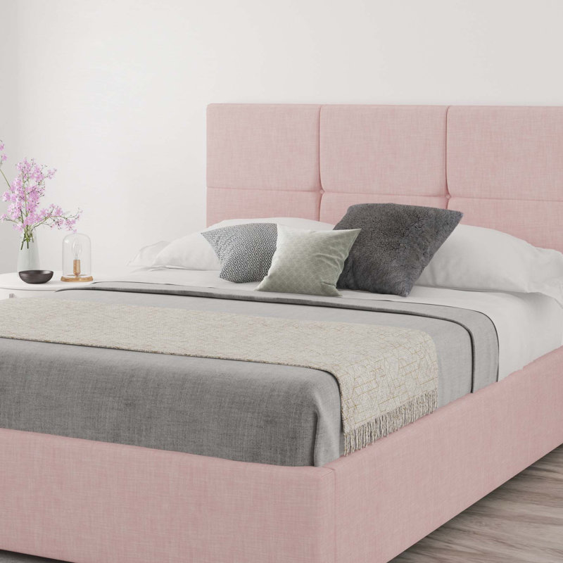 Kellen Upholstered Headboard, Super King (6'), 100% Cotton Tea Rose