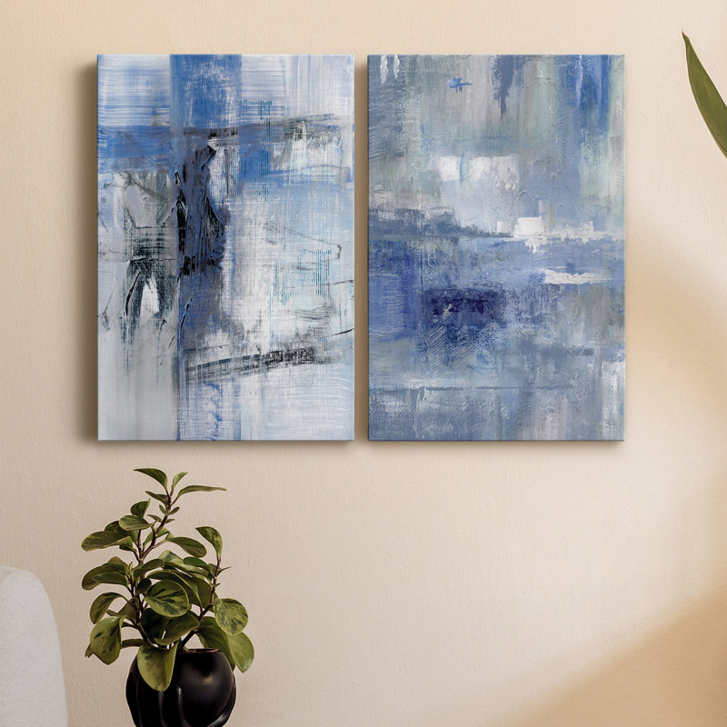 Reflections in Indigo - ensemble de 2 reproductions d'art texturé sur toile tendue, H 48 po x l 64 po x P 1 po