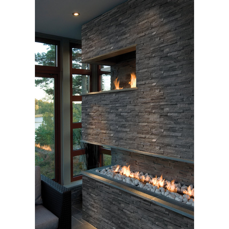 Stonecrest 6 in. x 18 in. Split Face Natural Stone Ledger Corner Wall Tile, Charcoal Ridge