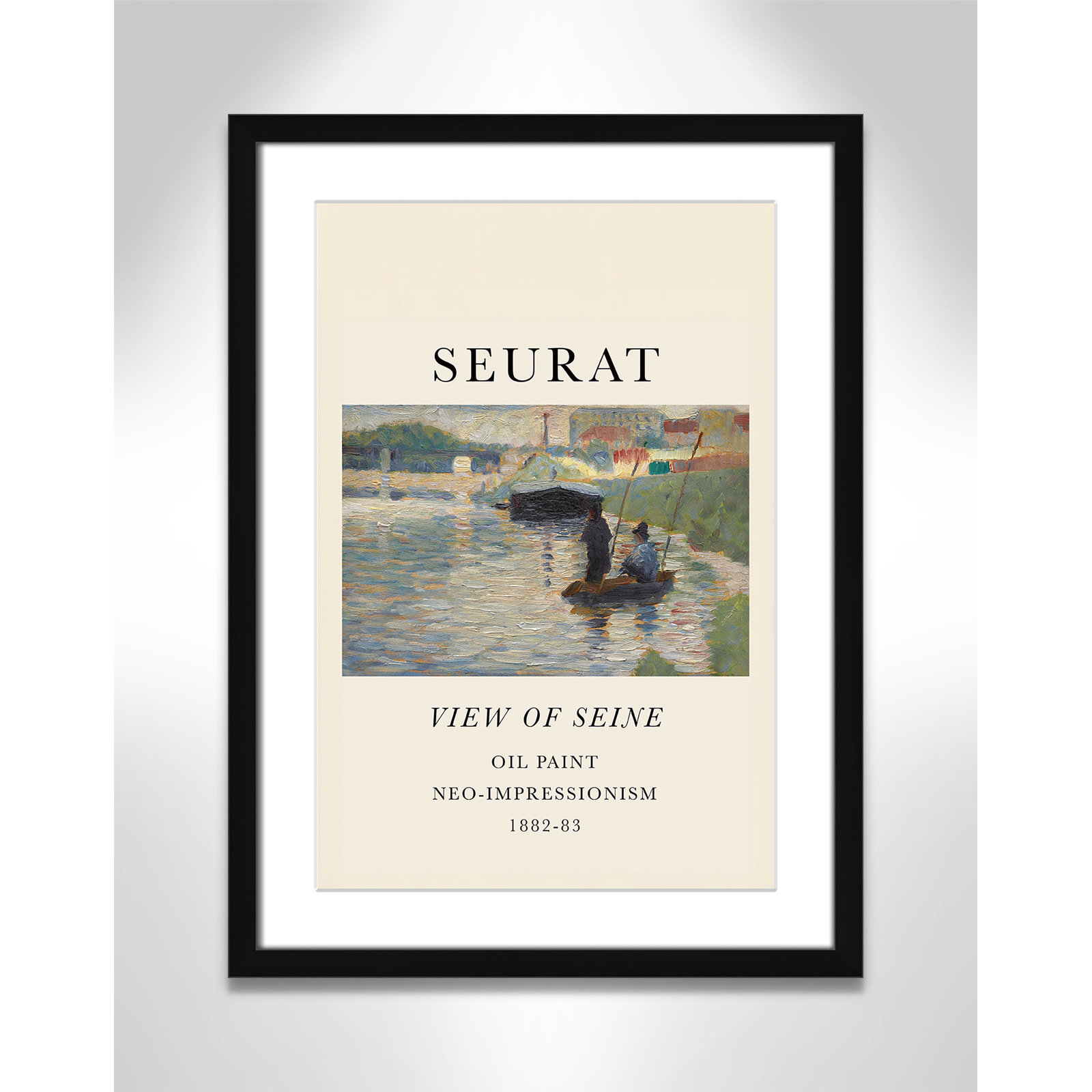 View Of Seine by Georges Seurat, Black Single Picture Frame, Yes, 23" H x 17" W x 1.25" D