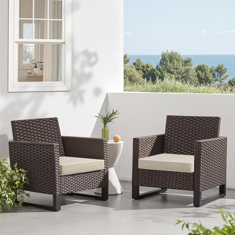 Coussins de chaise d'extérieur, ensemble de 2 coussins de siège imperméables pour meubles de jardin avec attaches