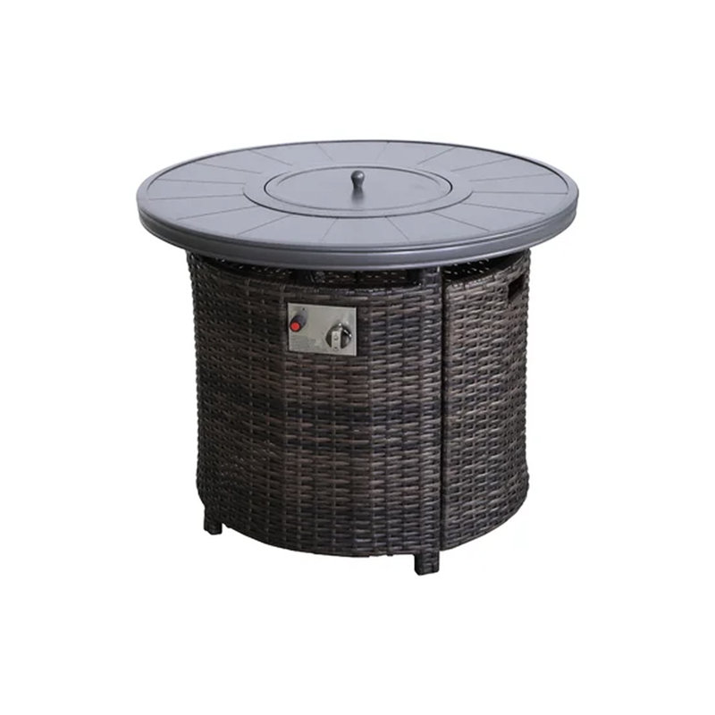 Table de foyer d'extérieur, H 25 po x l 32 po, propane en aluminium et acier inoxydable, 55 000 sorties, foyer au propane de conception moderne, extérieur, brûleur en acier, longue durée de combustion