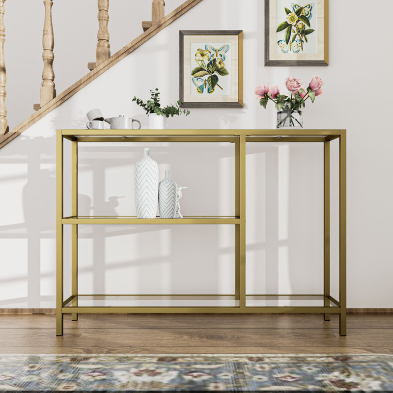 Azuolas 40"W × 29"H Console Table, Gold
