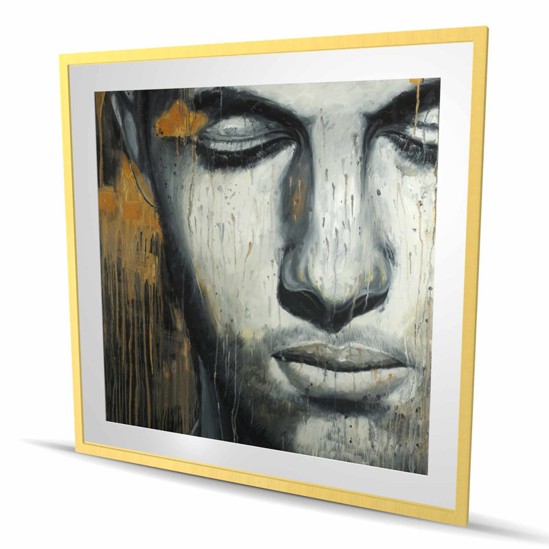 Abstract Man Face - Contemporary Framed Matted Print | Decor