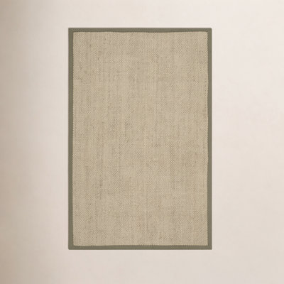 Beige Green Floral Jute Rug