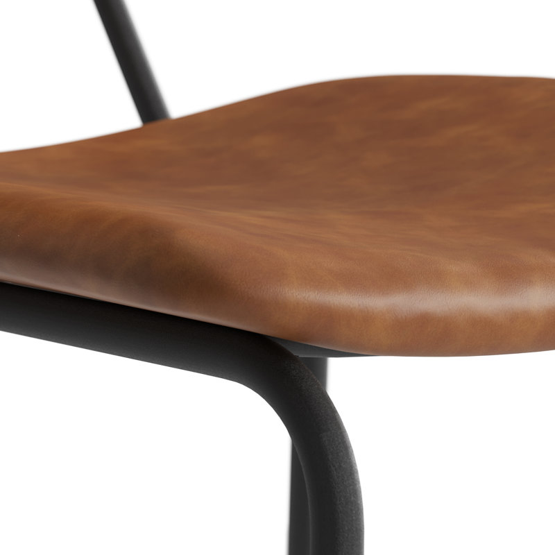 Buda Upholstered Counter Stool with Metal Frame, Walnut, Counter Stool (24” Seat Height), Tan