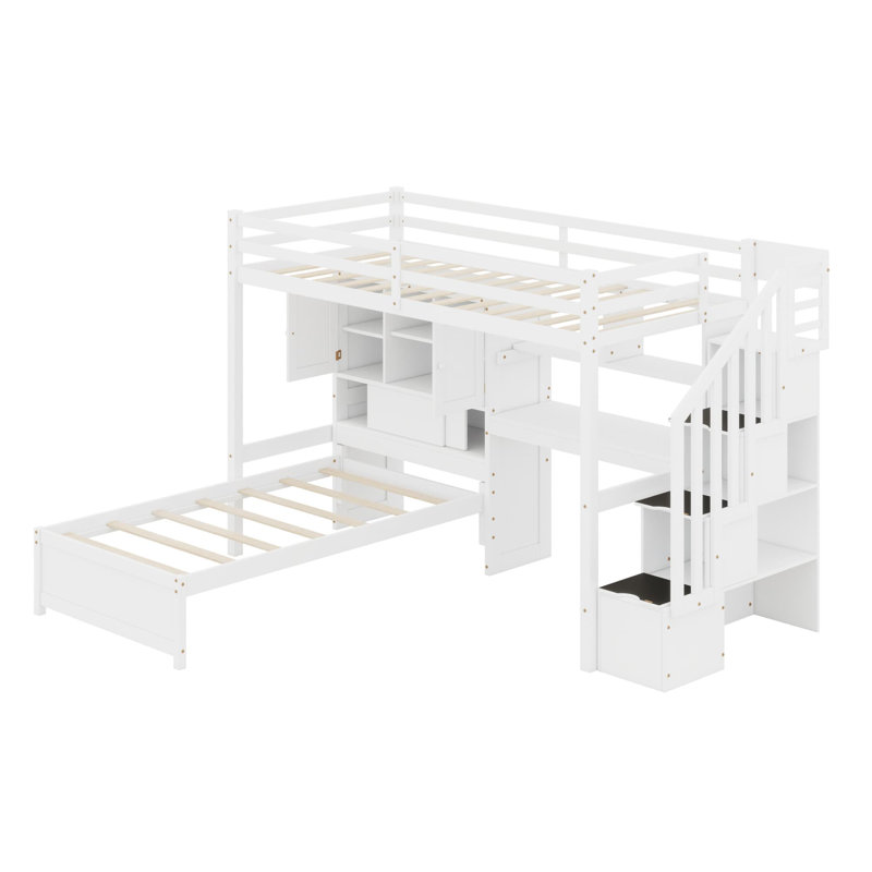 Ebern Designs Loft Bed With Built-In Desk And Staircase - Wayfair Canada