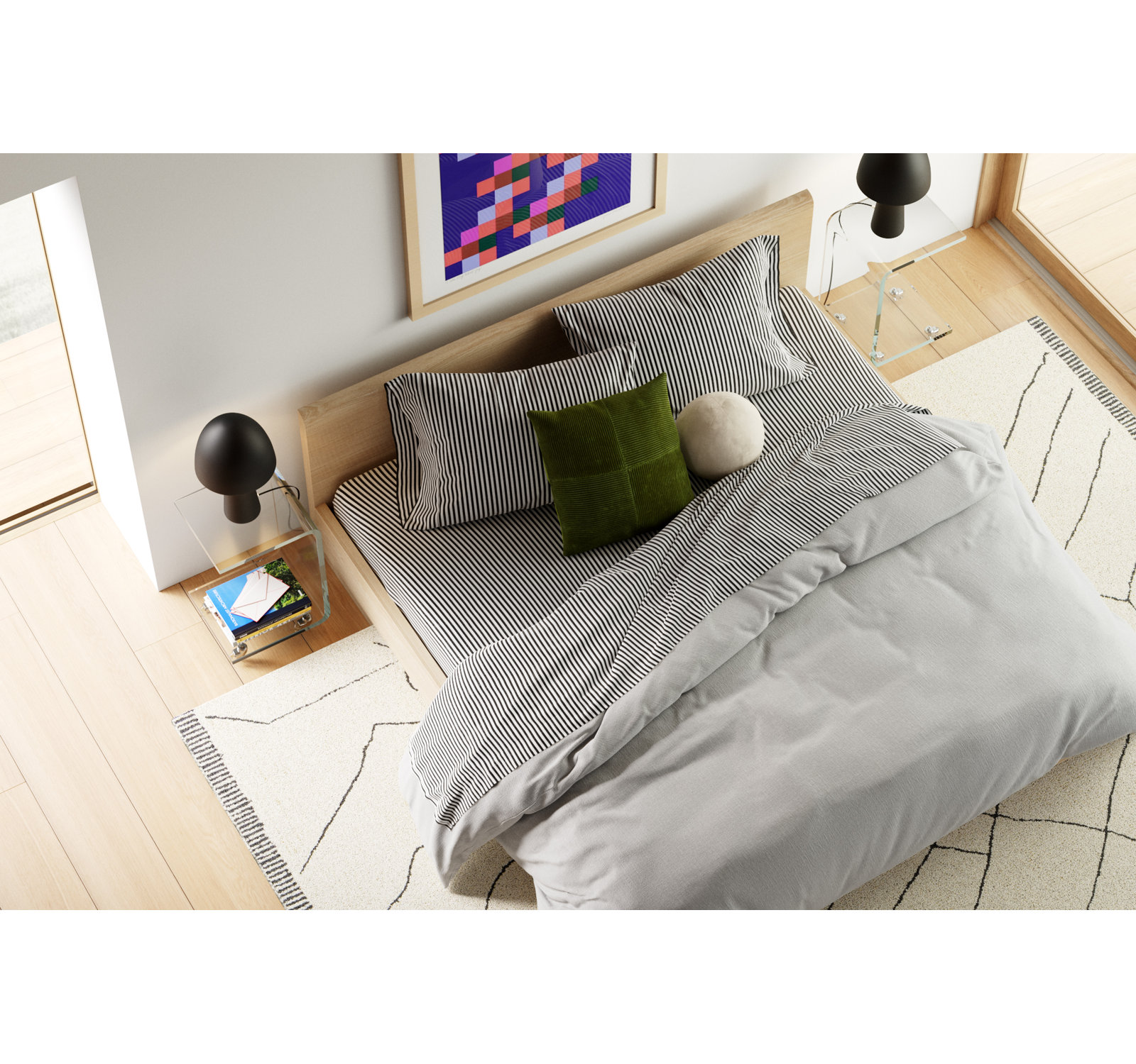 Marimekko Ajo Cotton Sheet Set, Queen, Black/White