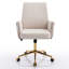Chaise de bureau en velours côtelé crème avec base dorée élégante et hauteur réglable