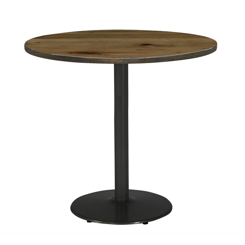 Urban Loft Round Solid Wood Breakroom Table, Natural, Black, 41" H x 30" W x 30" D