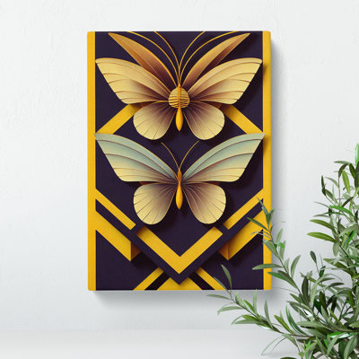 Art Deco Butterflies - Wrapped Canvas