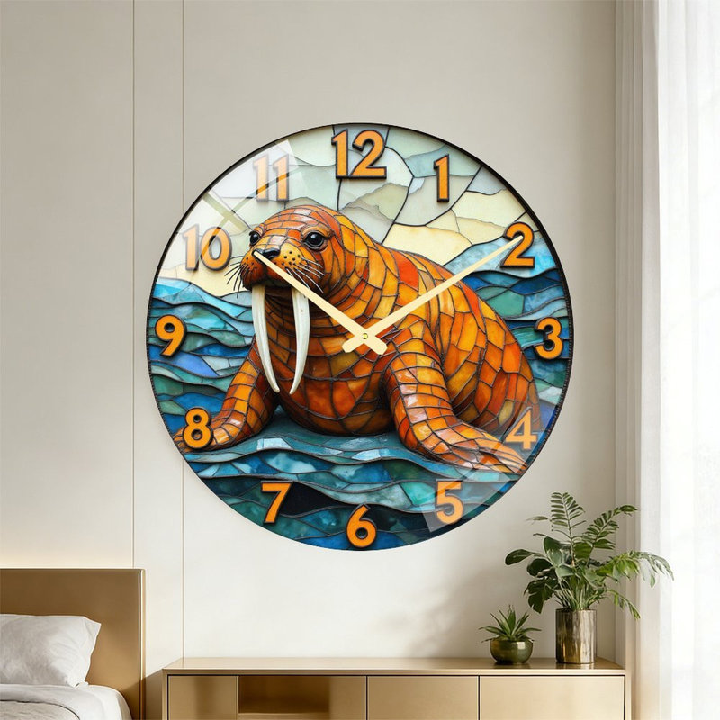 Horloge murale vitrail - Horloge murale 24 po
