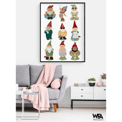 Garden Gnomes By Hanna Melin, Gnomes Illustration Cute Poster, Lady Gnome Artwork Poster, Garden Inspired Home Decor Idea