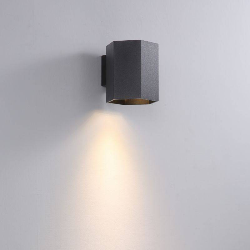 UltraBeam Black Hexagonal Indoor LED Wall Light 5 Watt Dimmable GU10 LED 400 Lumen Height 120mm