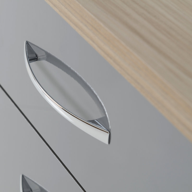 Cascio 2 Drawer Bedside Table, Grey Gloss/Light Oak Effect Veneer