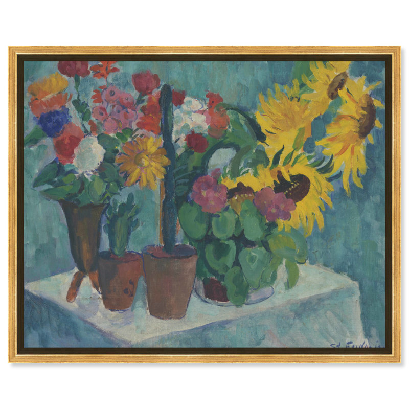 Stefan Fodor - Nature morte sur toile, art campagnard rétro par Art Remedy, Cadre doré, H 21 po x l 25 po
