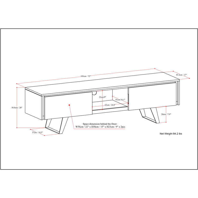 Lowry 72 inch Oak TV Media Stand with Cabinet