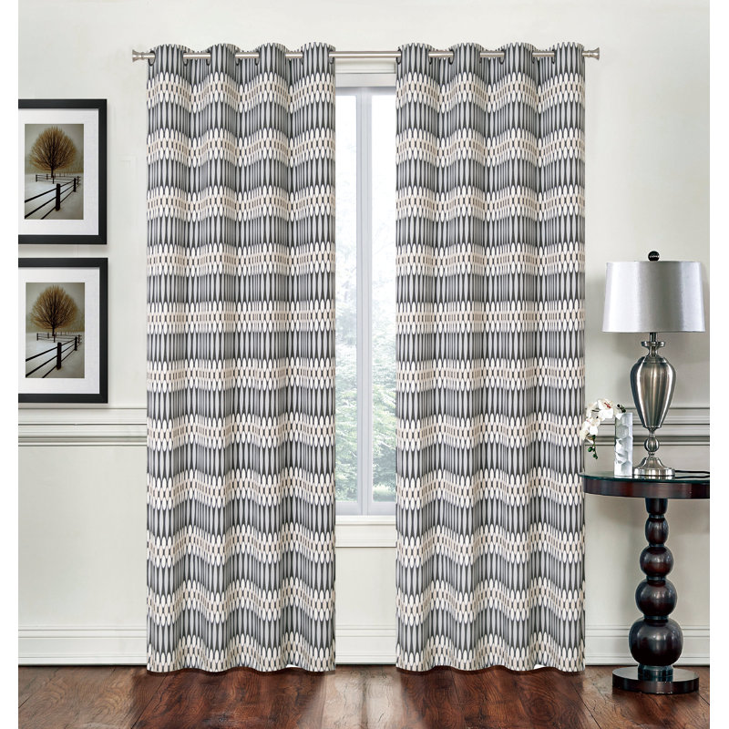 Panneau de rideau simple à oeillets géométriques Thornhill, Anthracite
