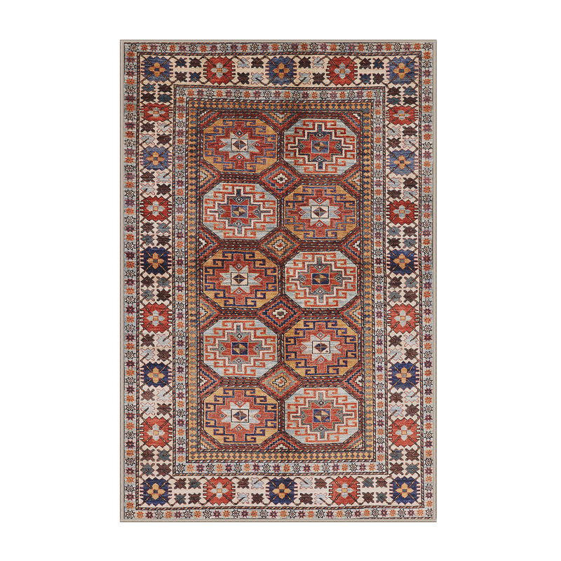 Tapis géométrique brun / beige / bleu, Rectangle 7 pi x 9 pi