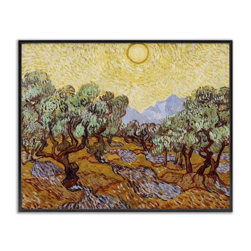 Olive Olive Van Gogh, estampe numérique, conception de Vincent Van Gogh, H 16 po x l 20 po, Giclée encadrée noir minuit