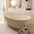 65" Luxury Resin Stone Soaking Bathtub Freestanding Bathtub Solid Surface Oval Soaking Tubs Creamy-119241938