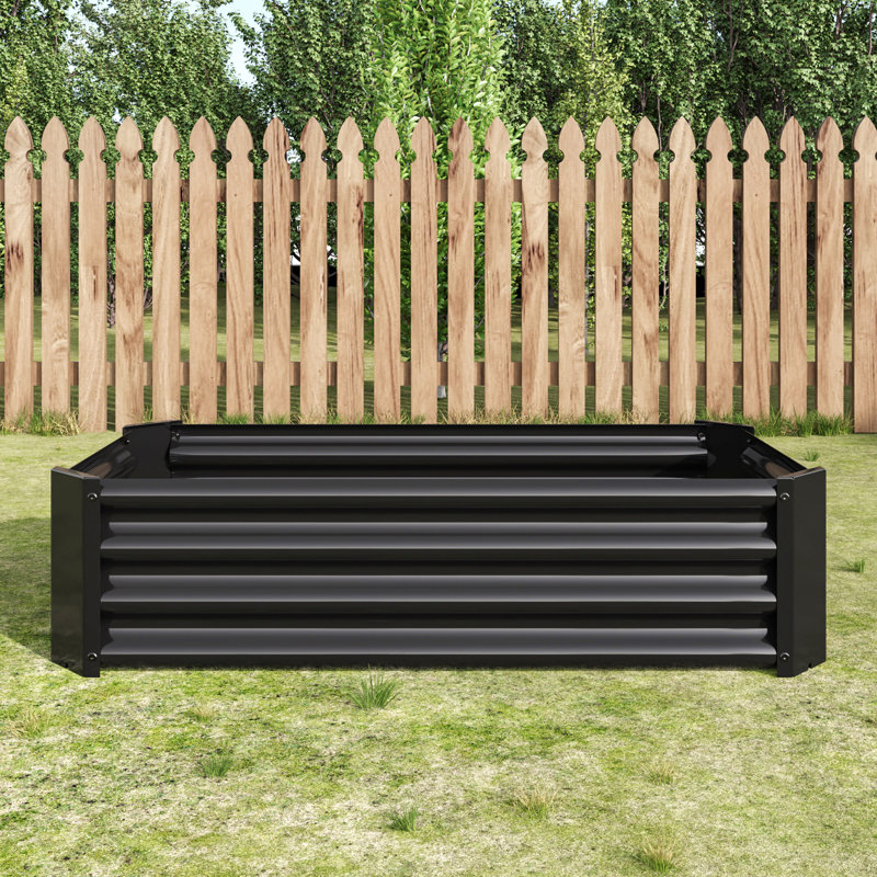 Metal Raised Garden Bed, Rectangle Raised Planter 4×2×1Ft  For Flowers Plants, Vegetables Herb, Black