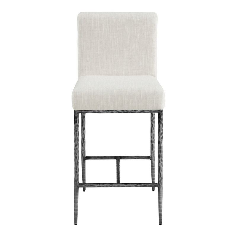 Chaise rembourrée à hauteur de comptoir en acier forgé et à hauteur de comptoir Lalia, Gris mat