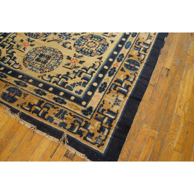 Antique Ningxia Chinese Geometric Knotted Rug