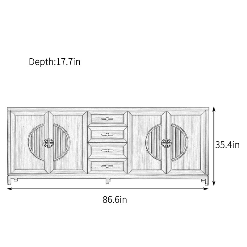 New Chinese Style Solid Wood Sideboard