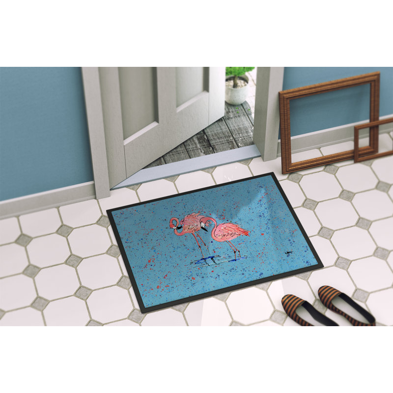 Tapis d'entrée antidérapant Stu Flamingo on Speckle, Rectangle 2 pi x 3 pi