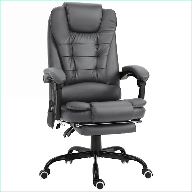 Massage Office Chair | 7-Point Vibration Reclining with Remote | Slate Gray | Faux Leather, Faux Leather - Gray