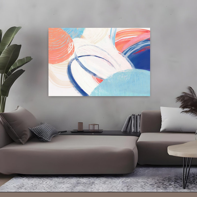 Art mural contemporain abstrait tourbillons colorés de sérénité, H 32 po x l 48 po