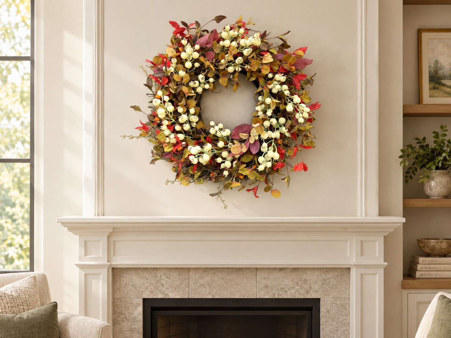 24'' Thanksgiving Wreath, White;Orange