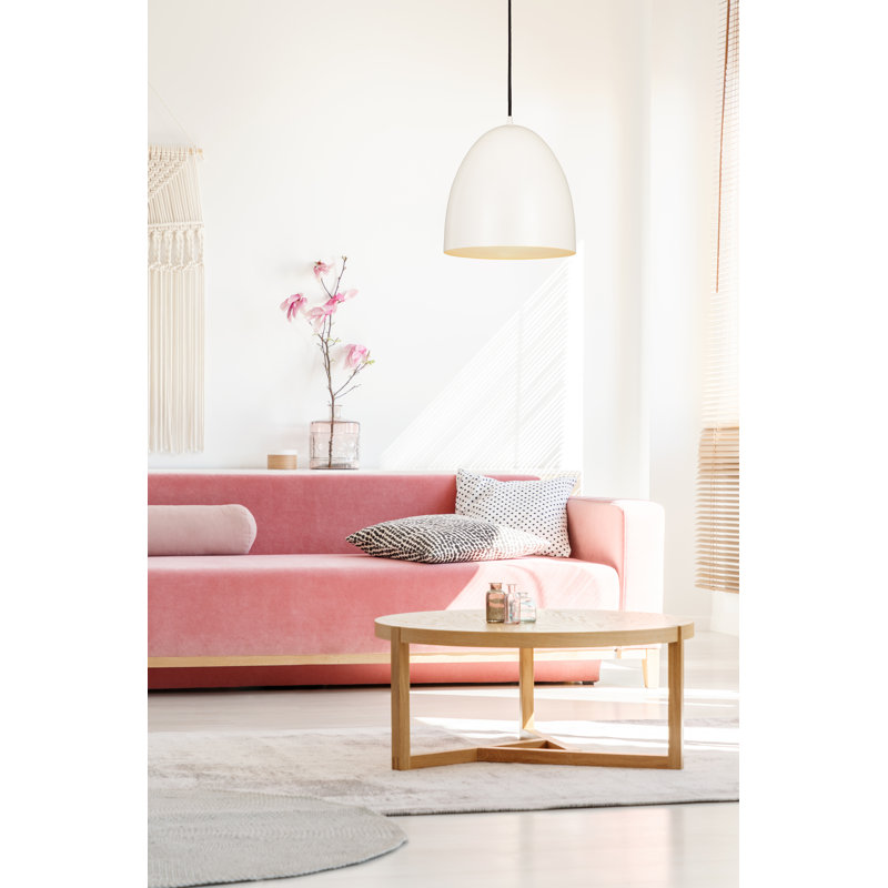 Luminaire suspendu 1 lumière Havertown Dome, H 15,5 po x l 12 po x P 12 po, Blanc mat, Blanc