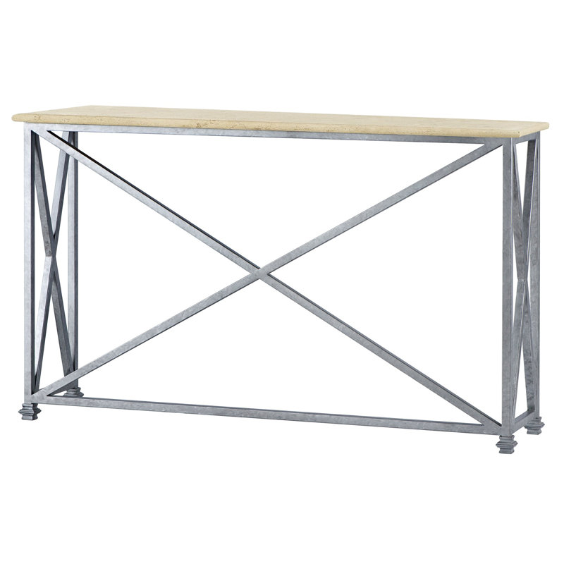 Medallion 60'' Console Table, Royal Silver, 34"H x 45"W x 15"D, Carrera Marble