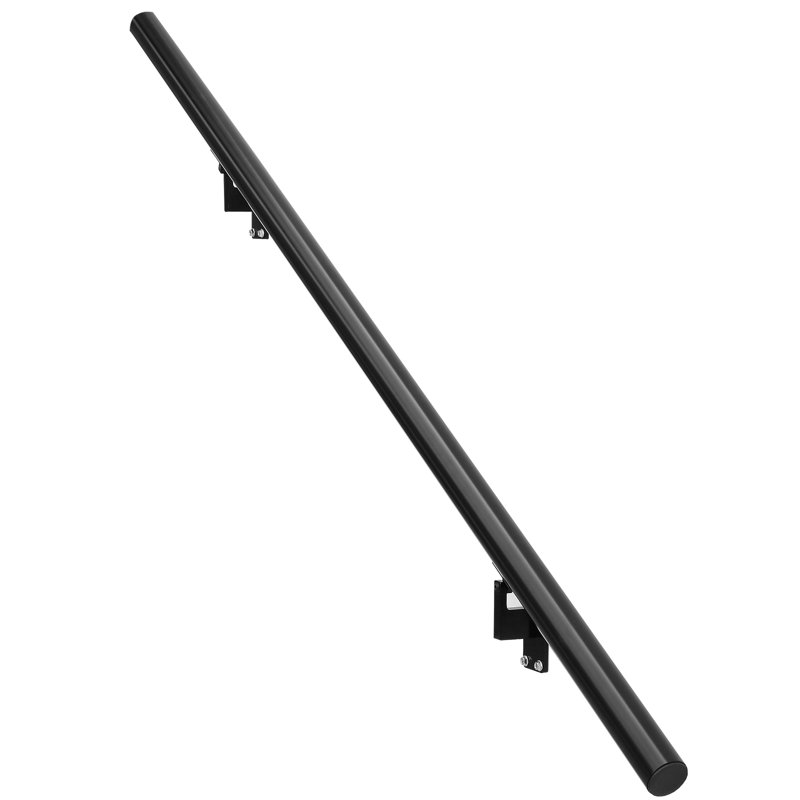 Black Aluminum Alloy Wall Mount Stair Handrail, 60" Length