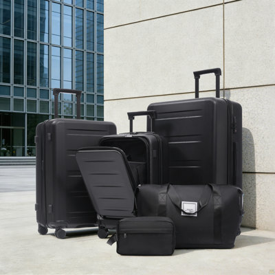 Ensemble de bagages 5 pièces avec ouverture frontale, ensemble de valise de transport extensible rigide avec double roue pivotante, bagage de voyage léger avec port USB, serrures TSA (20 "24" 28 ")