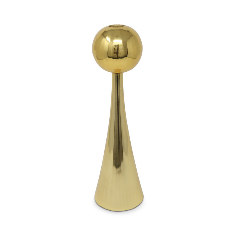 10" Gold Stainless Steel Tabletop Taper Candlestick