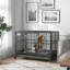Cage pour chien 48 po en métal robuste avec roues verrouillables, porte double et plateau amovible, gris
