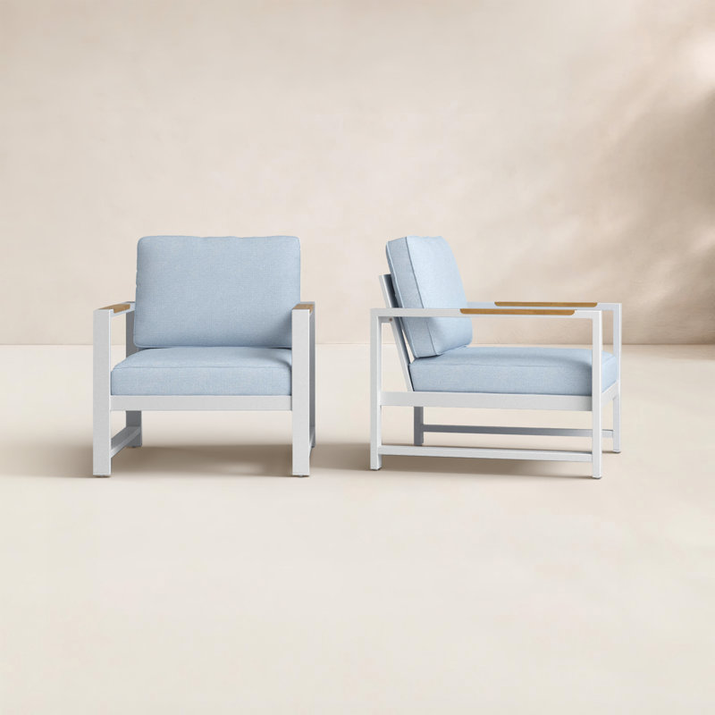 Méridienne d'extérieur Jayton, Bleu clair, Blanc