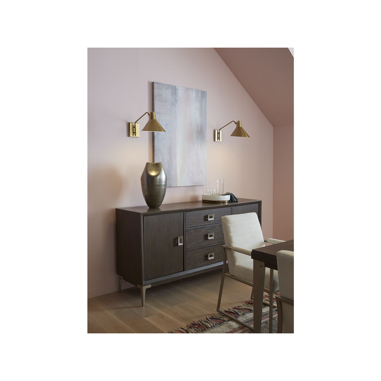 Single Light Dimmable Armed Sconce, Brushed Bronze